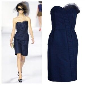Marc Jacobs Runway Dress – Navy Blue Cocktail Dress with Tulle Fan Detail